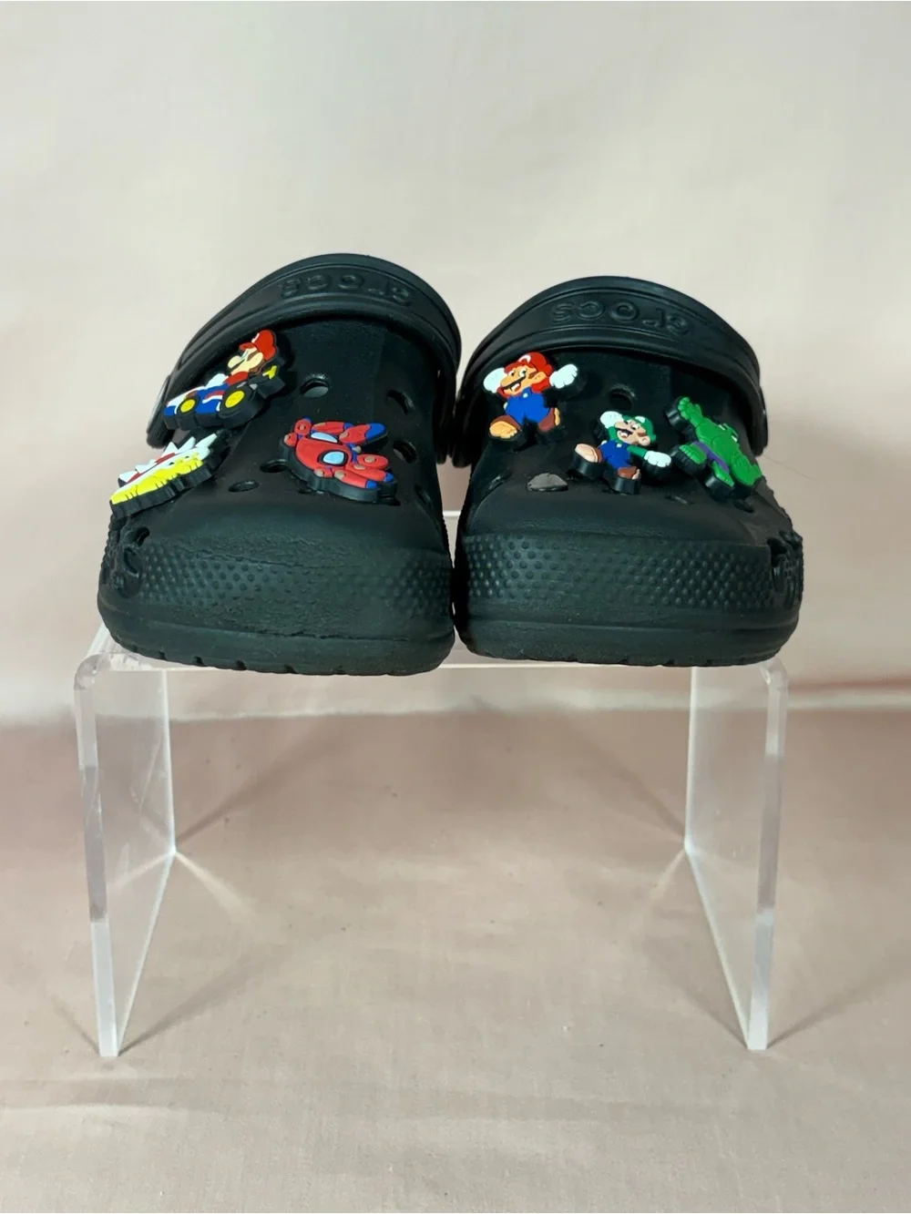 CROCS Kids Black Iconic Comfort Clogs With Multiple Jibbitz Size C 9
